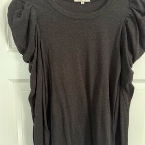 Chic Charcoal Long Sleeve Top- Puff sleeve